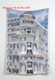 Dior Building Print Flannel Sofa Throw Blanket D030